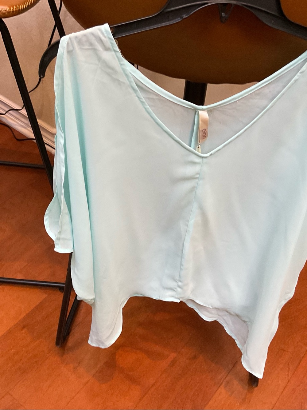 Elan Mint Blue V-Neck Flowing Women's Top